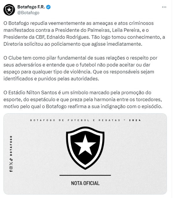 Nota Botafogo Reprodução