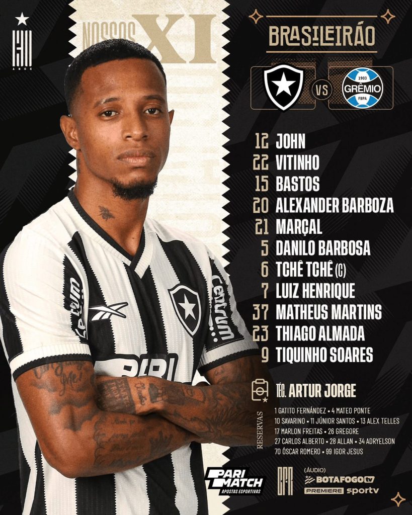 Escalaçao contra o Grêmio. (Foto: Divulgação/Botafogo)