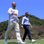 John Textor e Thairo Arruda. Treino do Botafogo no Espaco Lonier. 20 de Outubro de 2022, Rio de Janeiro, RJ, Brasil. Foto: Vitor Silva/Botafogo.