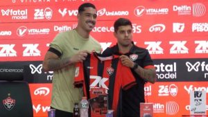 Lucas Halter foi apresentado no Vitória. Foto: Reprodução Vitória.